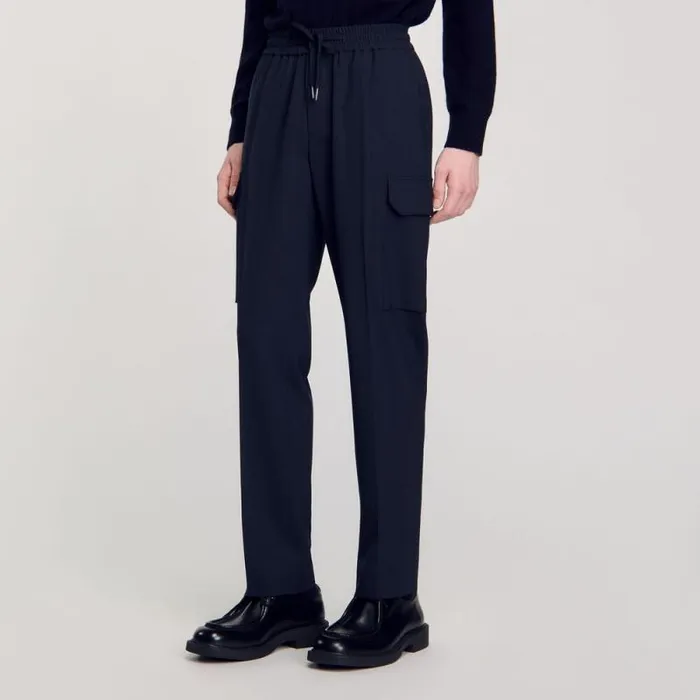 Pants and Shorts Men SANDRO Cargo Trousers Blue Prusse