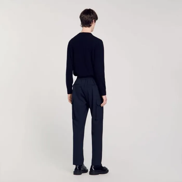 Pants and Shorts Men SANDRO Cargo Trousers Blue Prusse