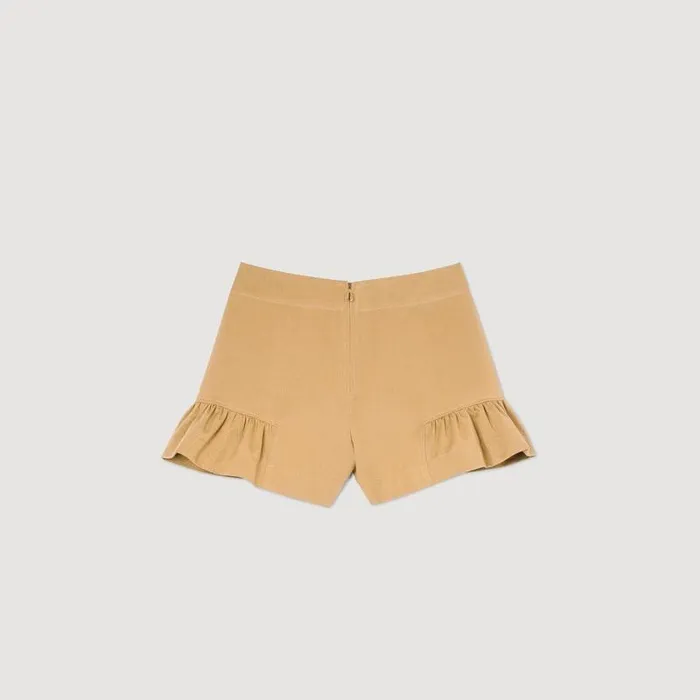 Pants and Shorts Women SANDRO Ruffled Shorts Camel