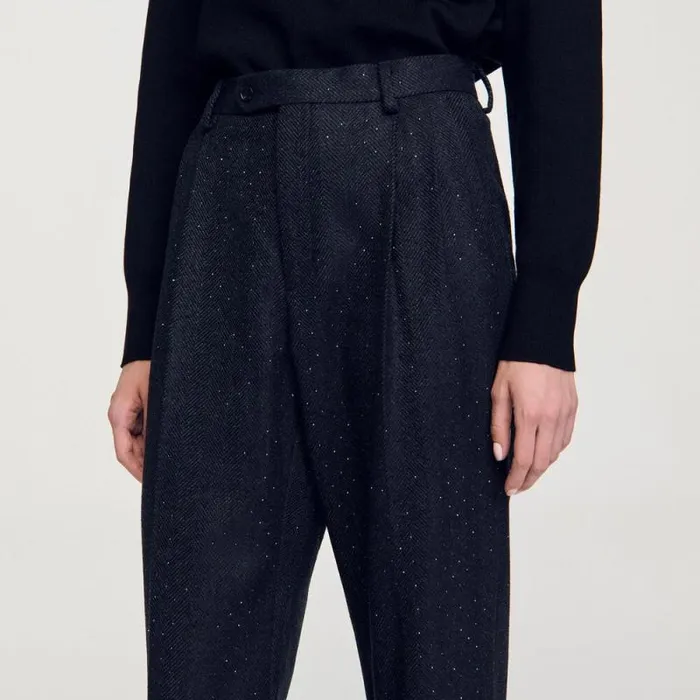 Pants and Shorts Women SANDRO Striped Trousers Dark Grey Pants and Shorts Women SANDRO Striped Trousers Dark Grey