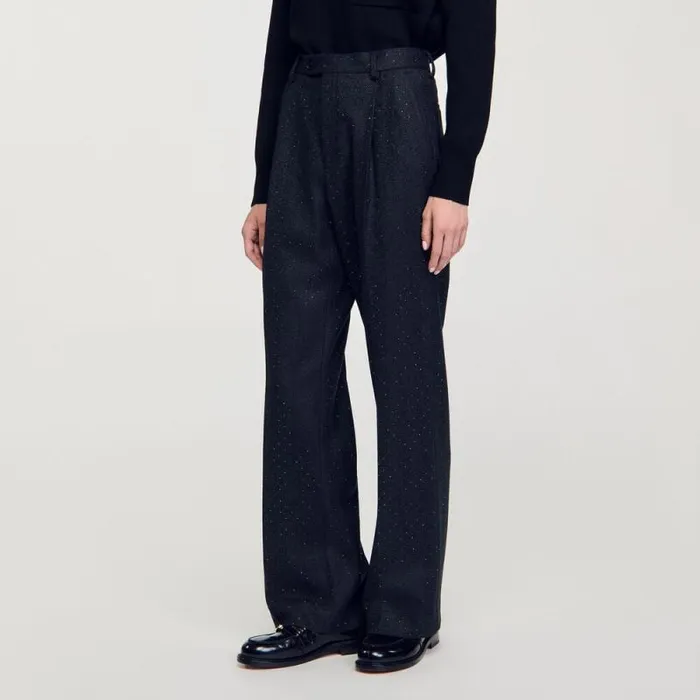 Pants and Shorts Women SANDRO Striped Trousers Dark Grey Pants and Shorts Women SANDRO Striped Trousers Dark Grey
