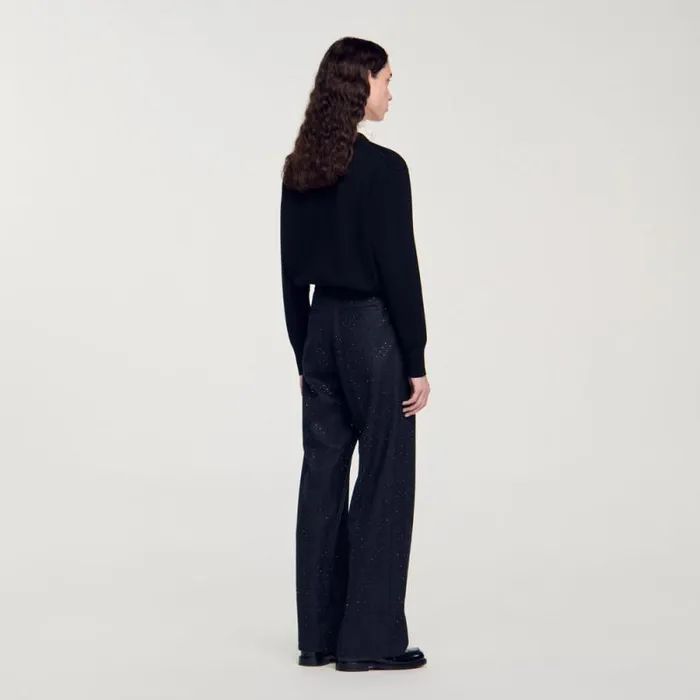 Pants and Shorts Women SANDRO Striped Trousers Dark Grey Pants and Shorts Women SANDRO Striped Trousers Dark Grey