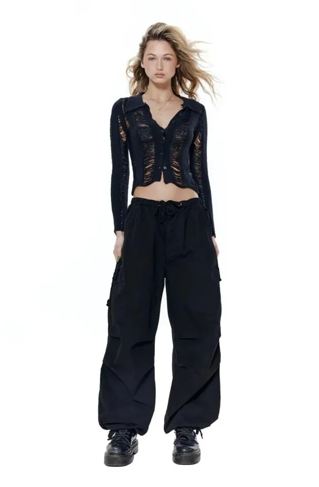 Parachute Pants Women Jaded London Black Parachute Cargo Pants