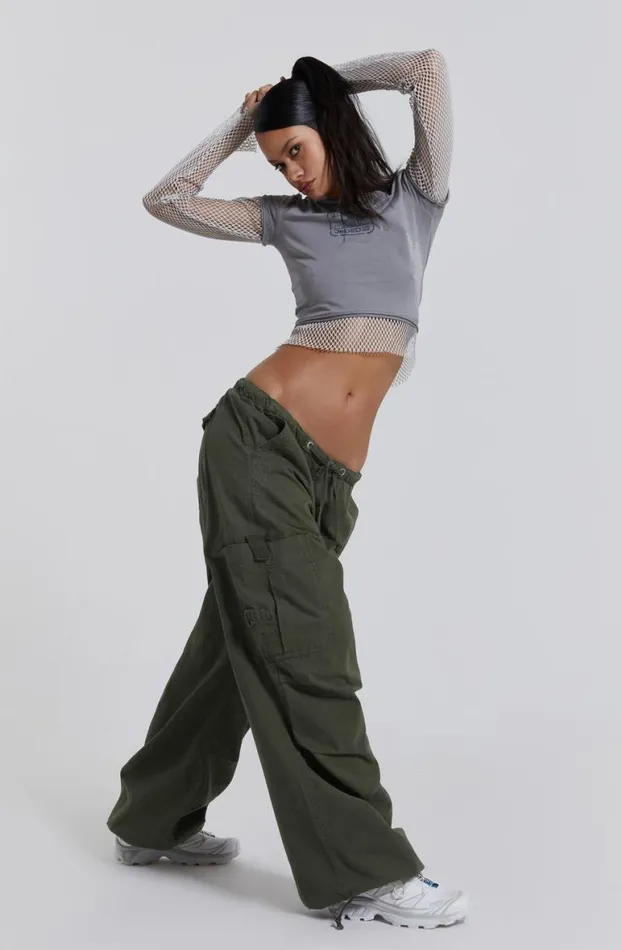 Parachute Pants Women Jaded London Khaki Parachute Cargo Pants