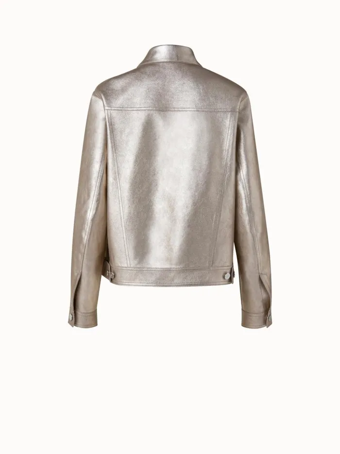 Pearlized Nappa Leather Jacket Gold Women Akris Jackets