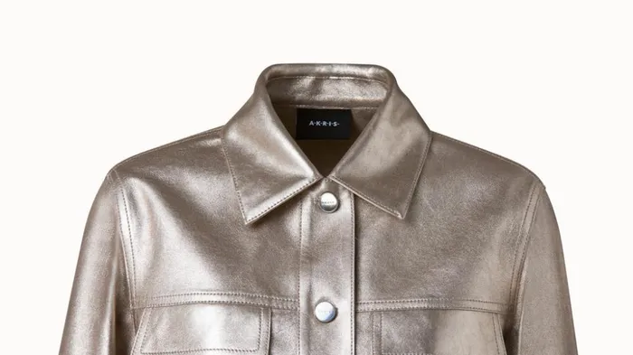 Pearlized Nappa Leather Jacket Gold Women Akris Jackets