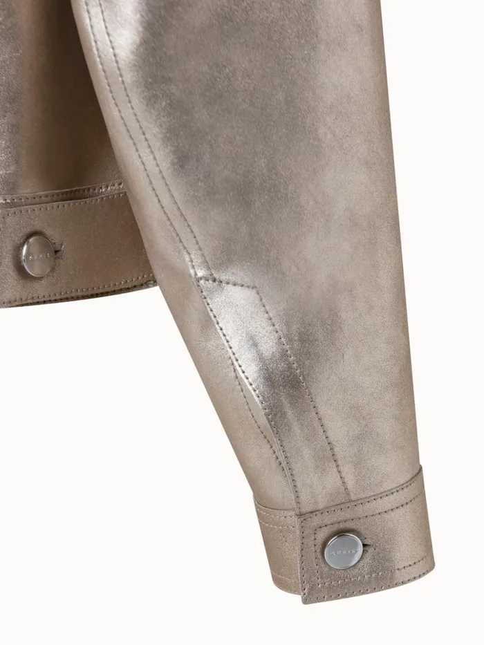 Pearlized Nappa Leather Jacket Gold Women Akris Jackets