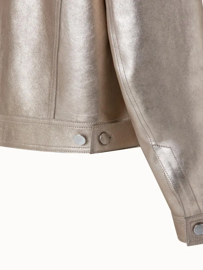 Pearlized Nappa Leather Jacket Gold Women Akris Jackets