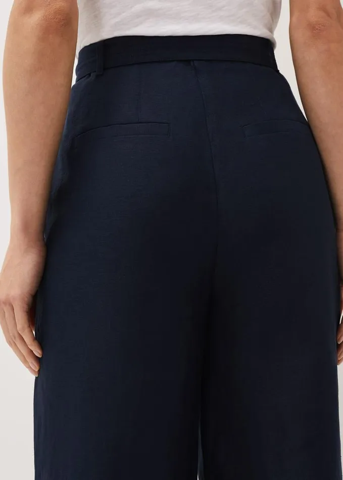 Phase Eight Aaliyah Navy Linen Wide Leg Trousers Navy Women Trousers