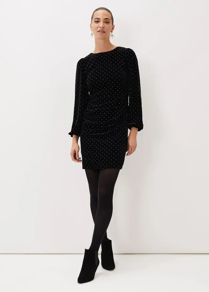 Phase Eight Adele Studded Velvet Mini Dress Black Women Dresses