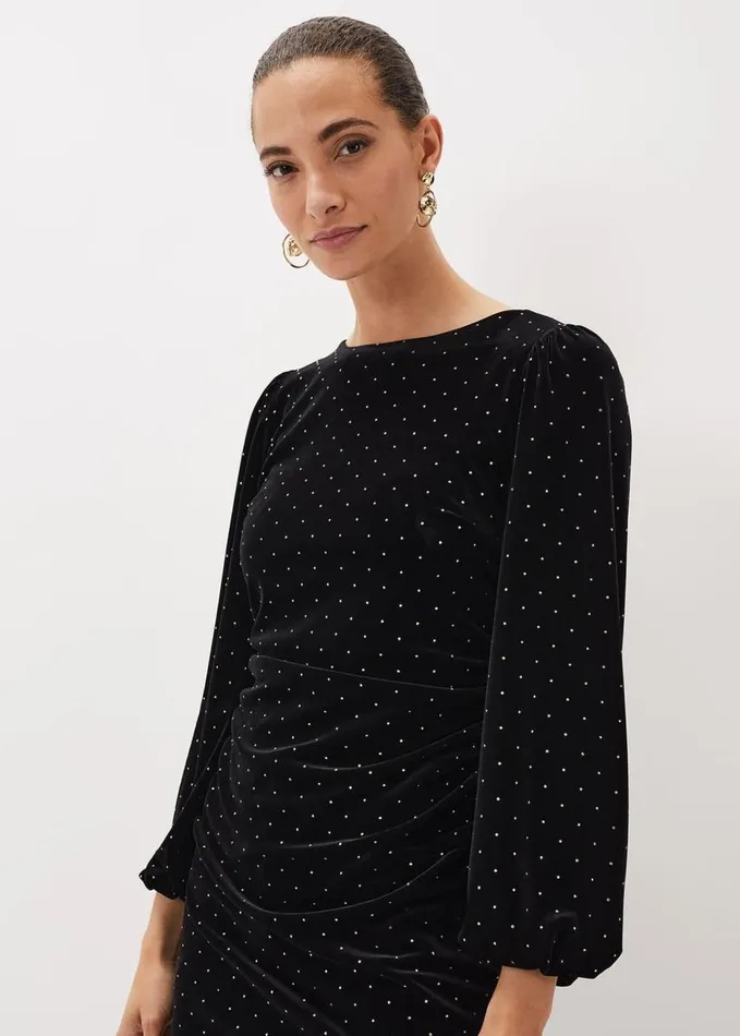 Phase Eight Adele Studded Velvet Mini Dress Black Women Dresses