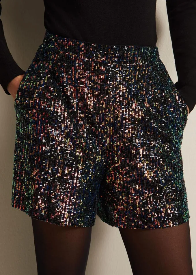 Phase Eight Adina Sequin Shorts Blackmulti Women Trousers
