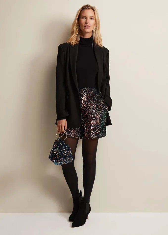 Phase Eight Adina Sequin Shorts Blackmulti Women Trousers