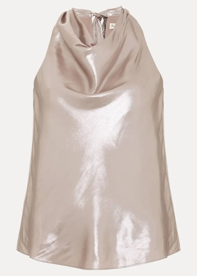 Phase Eight Adrina Metallic Cowl Neck Top Silver Women Shirts and Blouses