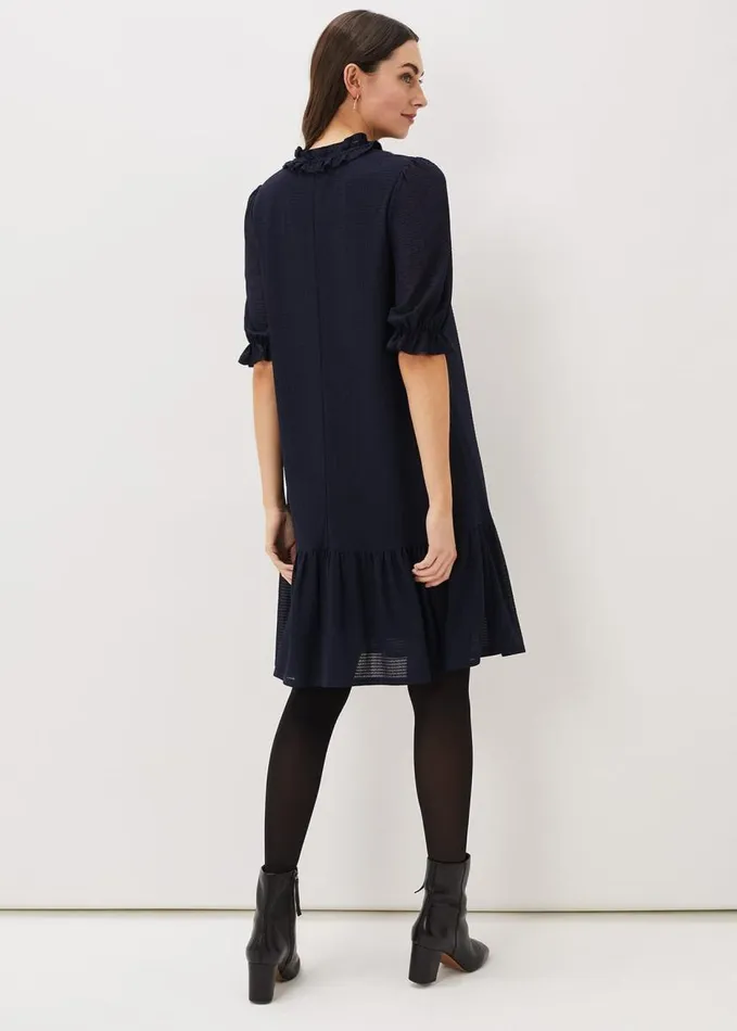 Phase Eight Aerin Textured Swing Dress Navy Women Dresses