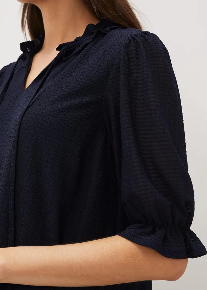Phase Eight Aerin Textured Swing Dress Navy Women Dresses