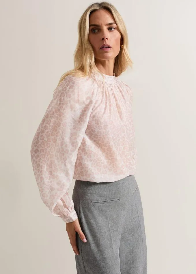 Phase Eight Aila Animal Print Blouse Neutral Women Shirts and Blouses