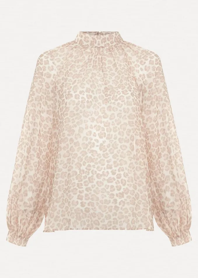 Phase Eight Aila Animal Print Blouse Neutral Women Shirts and Blouses