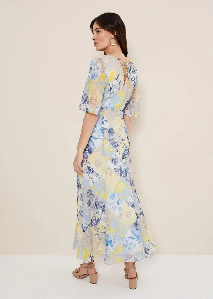 Phase Eight Akia Patchwork Dress Blue Women Dresses