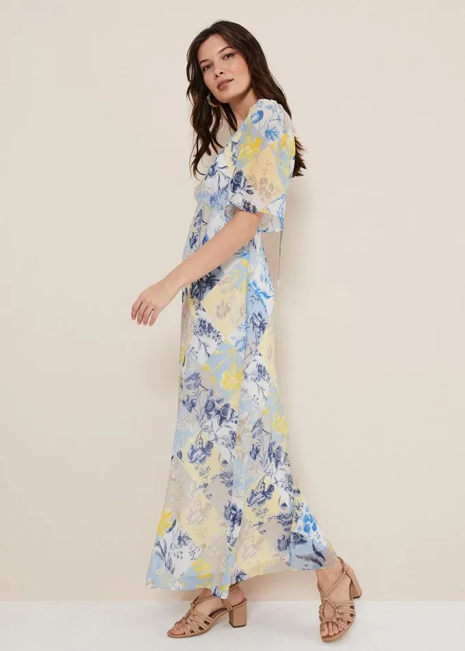 Phase Eight Akia Patchwork Dress Blue Women Dresses