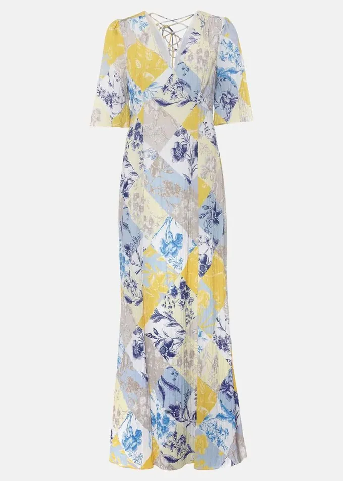 Phase Eight Akia Patchwork Dress Blue Women Dresses