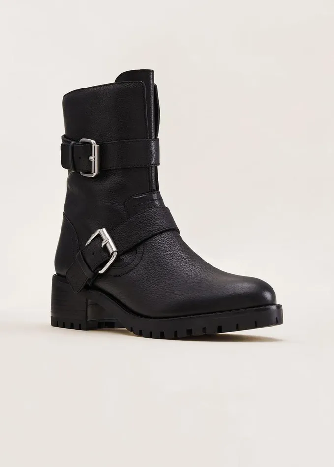 Phase Eight Alaska Black Leather Biker Boots Black Women Boots