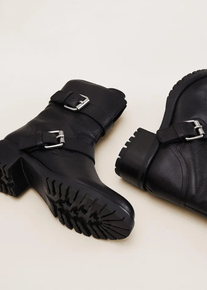 Phase Eight Alaska Black Leather Biker Boots Black Women Boots