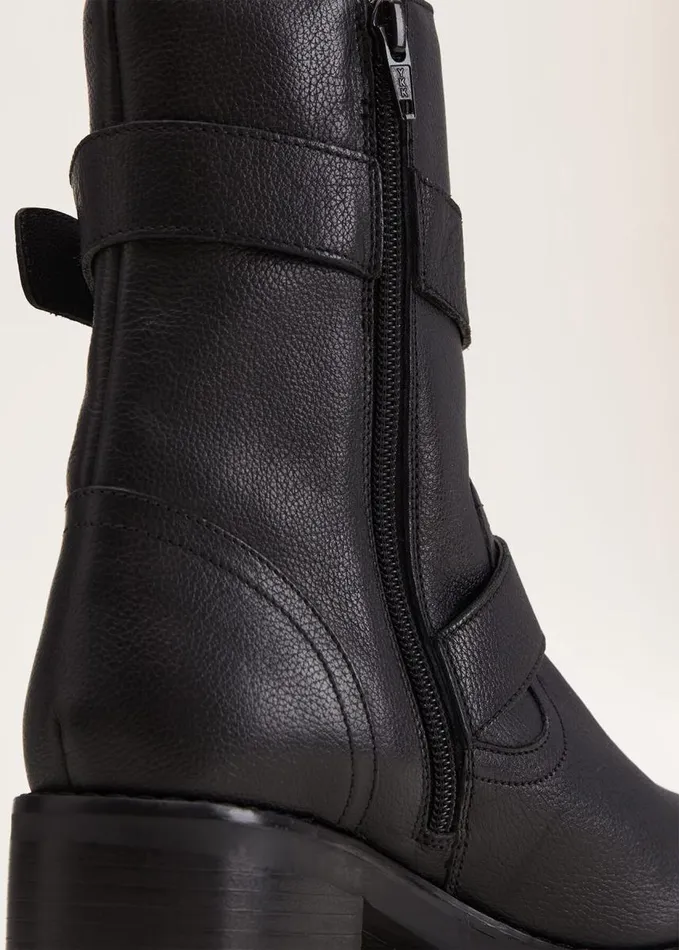 Phase Eight Alaska Black Leather Biker Boots Black Women Boots