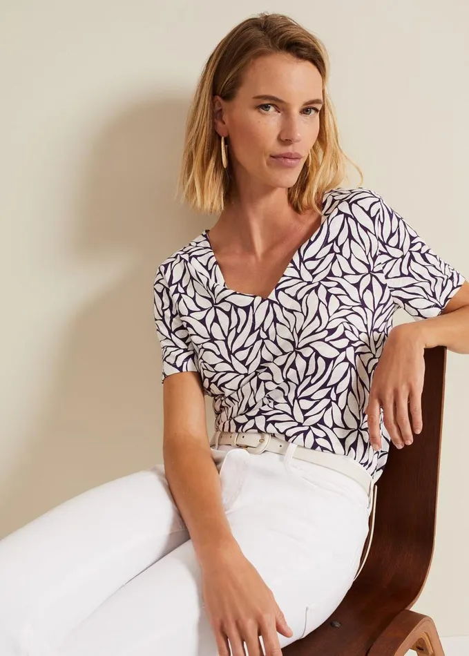 Phase Eight Alice Leaf Print Top Purple Women Tops and TShirts