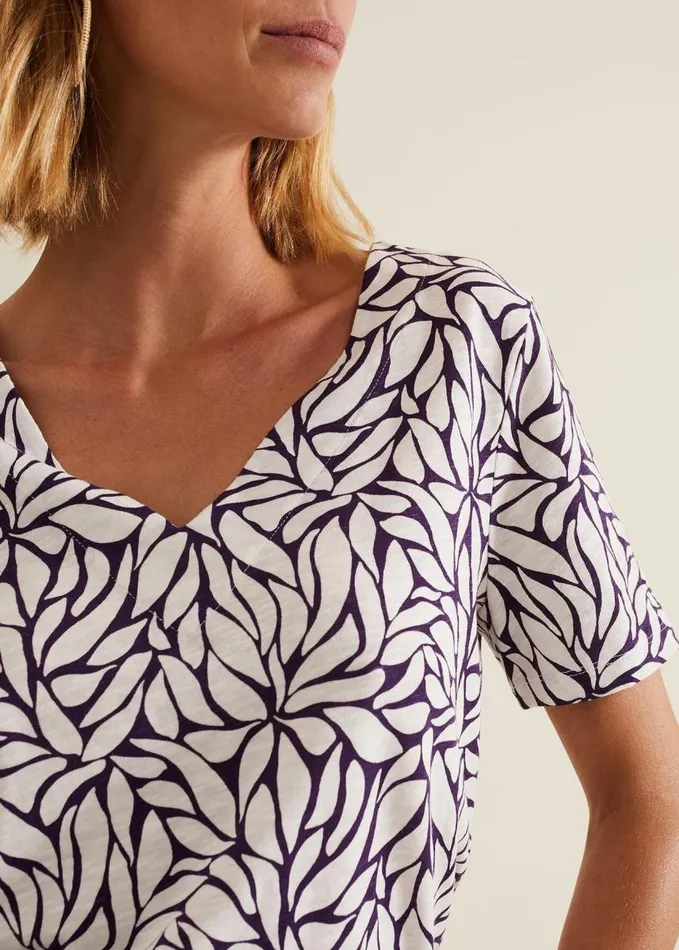 Phase Eight Alice Leaf Print Top Purple Women Tops and TShirts