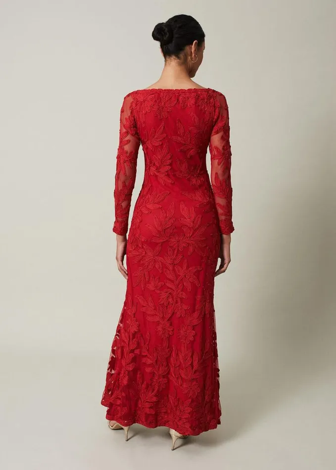 Phase Eight Alicia Tapework Maxi Dress Scarlet Women Dresses