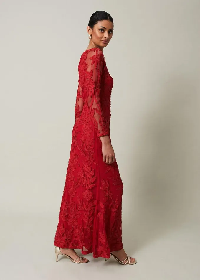 Phase Eight Alicia Tapework Maxi Dress Scarlet Women Dresses