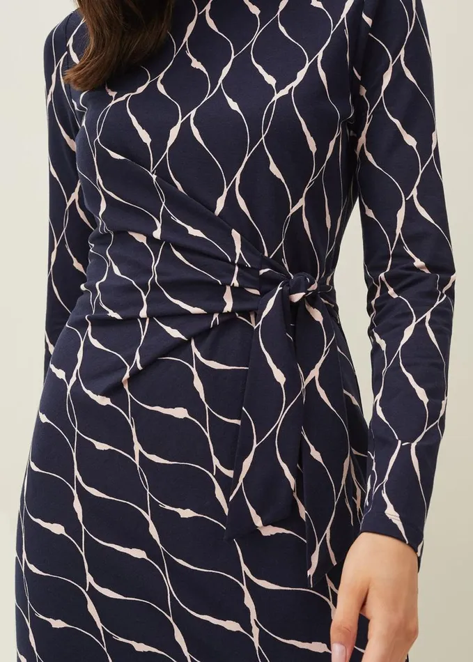 Phase Eight Ally Abstract Print Dress Navy Women Dresses