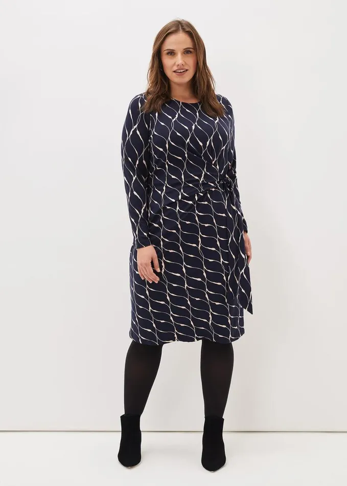 Phase Eight Ally Abstract Print Dress Navy Women Dresses
