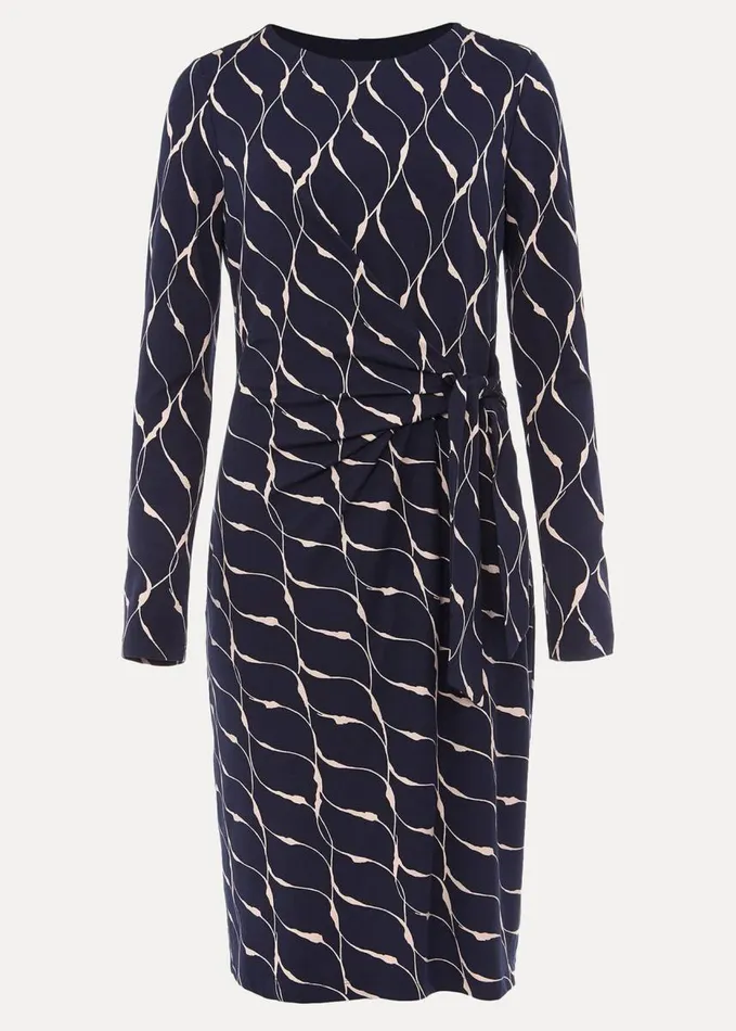 Phase Eight Ally Abstract Print Dress Navy Women Dresses