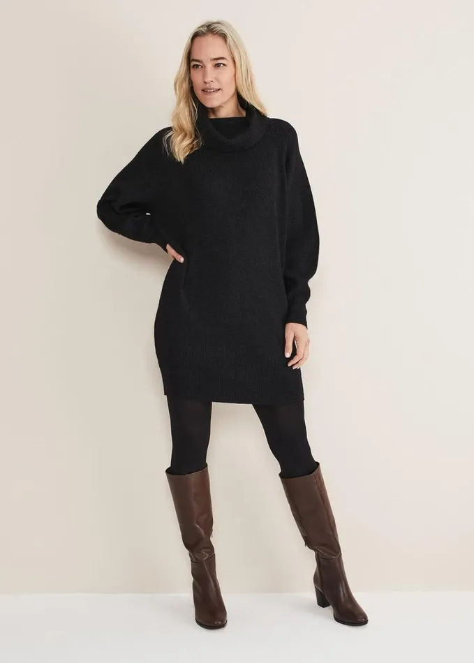 Phase Eight Alyssa Knitted Dress Charcoal Women Dresses