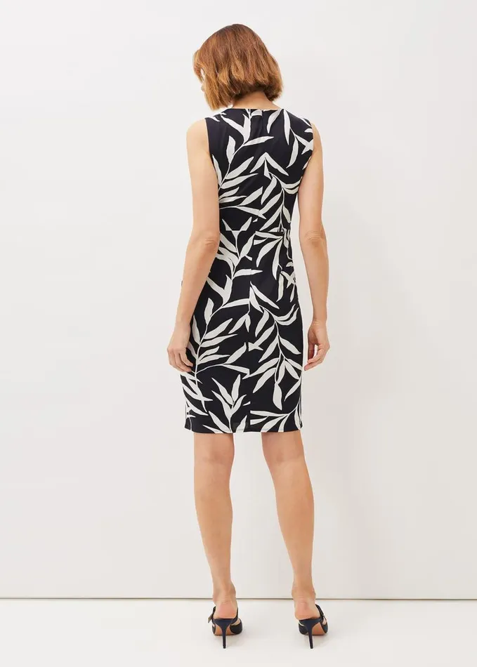 Phase Eight Amber Leaf Print Fitted Jersey Dress Navyivory Women Dresses