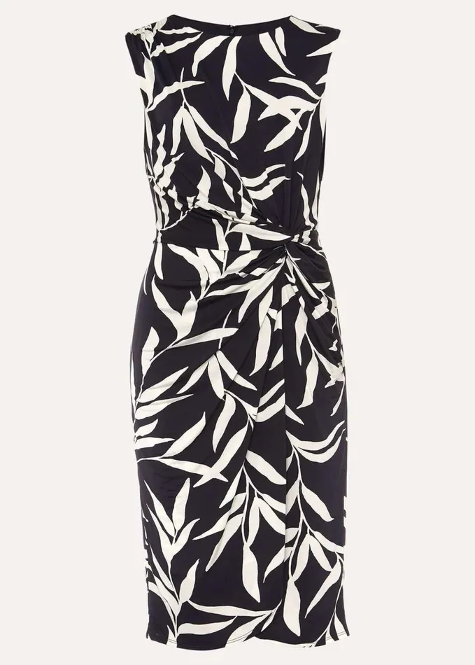 Phase Eight Amber Leaf Print Fitted Jersey Dress Navyivory Women Dresses