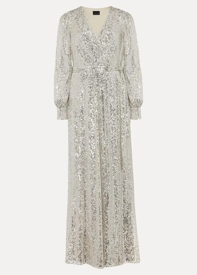 Phase Eight Amily Sequin Maxi Dress Silver Women Dresses
