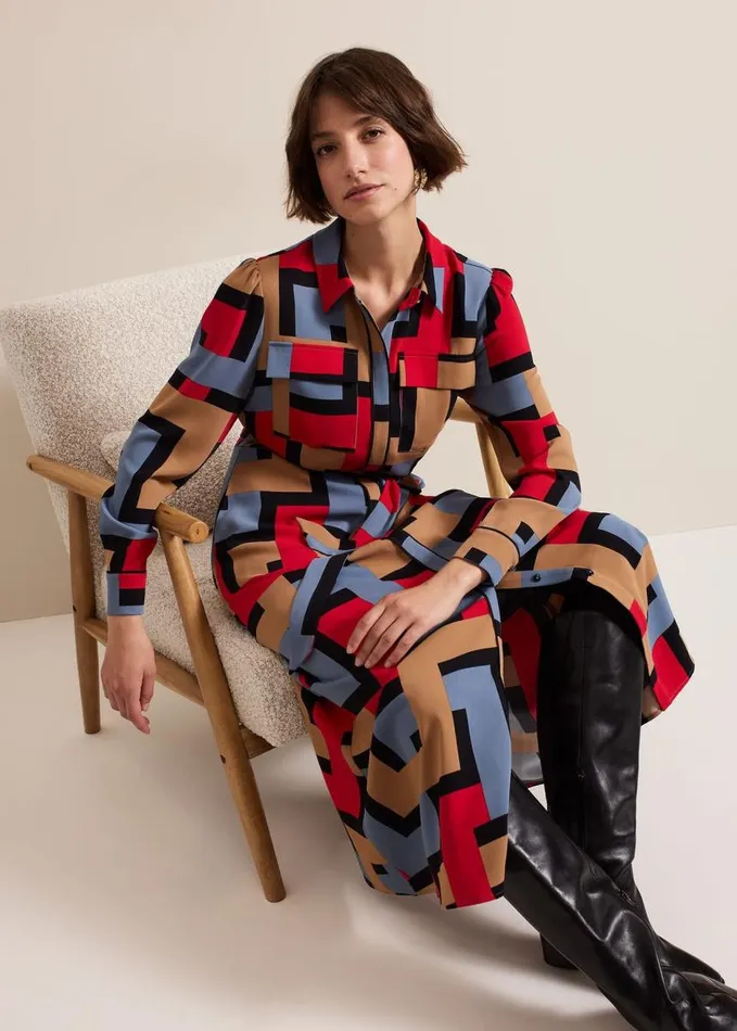Phase Eight Amita Geo Shirt Dress Multicoloured Women Dresses