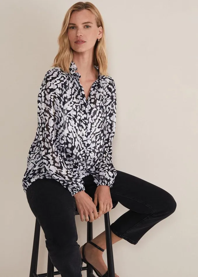 Phase Eight Amryn Abstract Blouse Carbonivory Women Shirts and Blouses