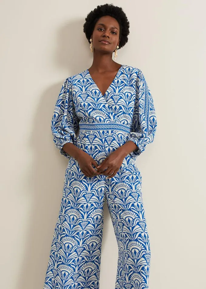 Phase Eight Amy Print V Neck Jumpsuit Multicoloured Women Dresses
