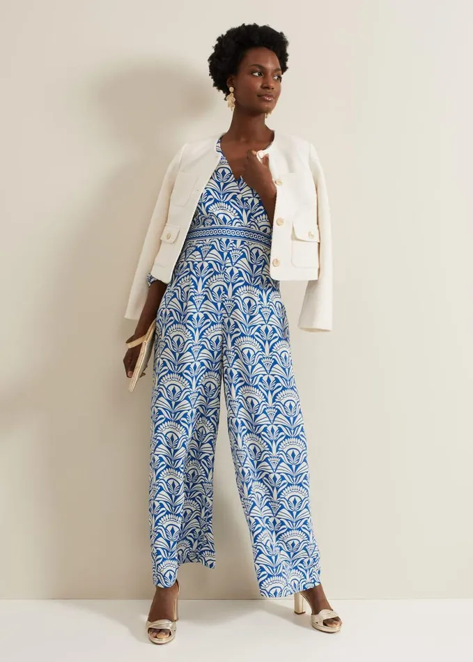Phase Eight Amy Print V Neck Jumpsuit Multicoloured Women Dresses