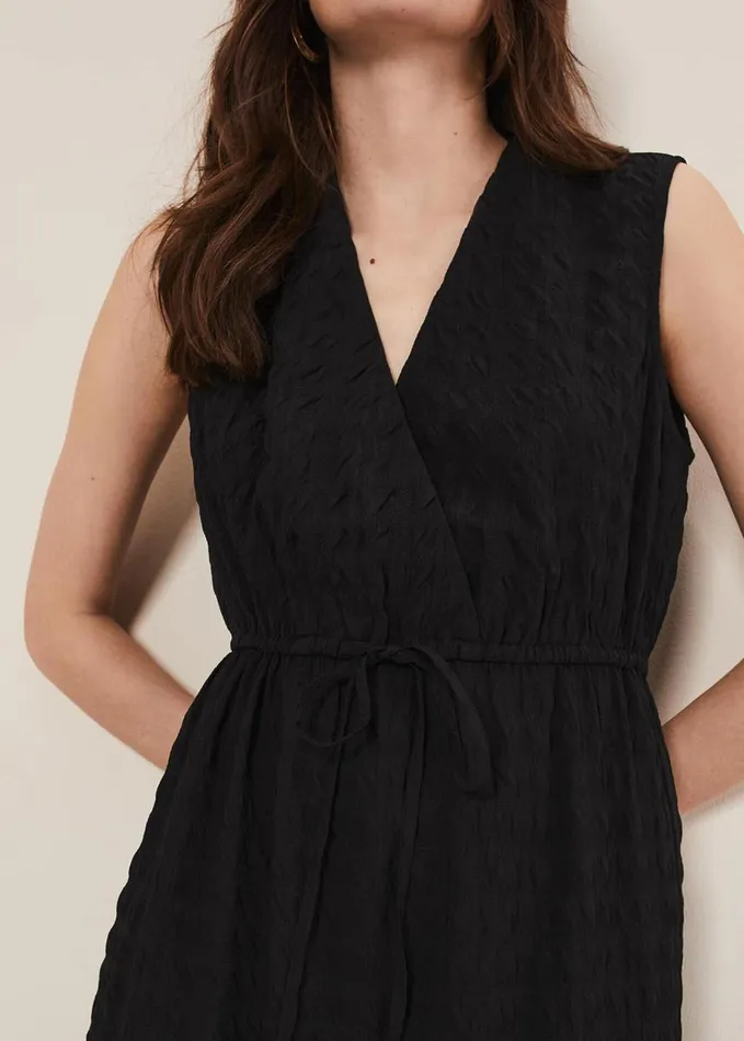 Phase Eight Anika Textured Sleeveless Midi Dress Black Women Dresses