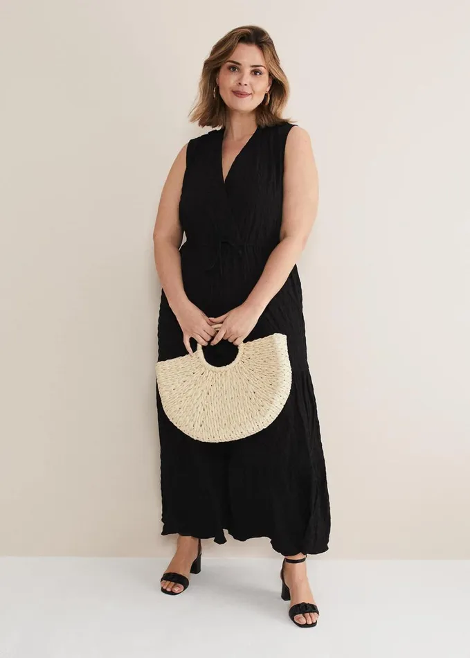 Phase Eight Anika Textured Sleeveless Midi Dress Black Women Dresses