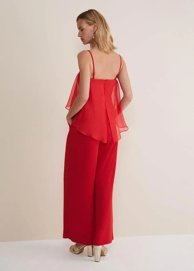 Phase Eight Anna Red Wide Leg Jumpsuit Fire Women Dresses