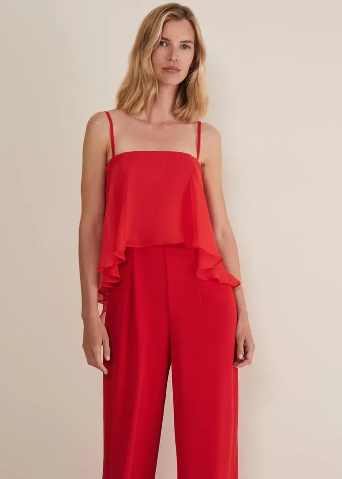 Phase Eight Anna Red Wide Leg Jumpsuit Fire Women Dresses