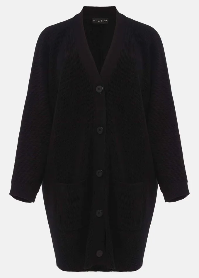 Phase Eight Annabella Ribbed Cocoon Cardigan Black Women Knitwear