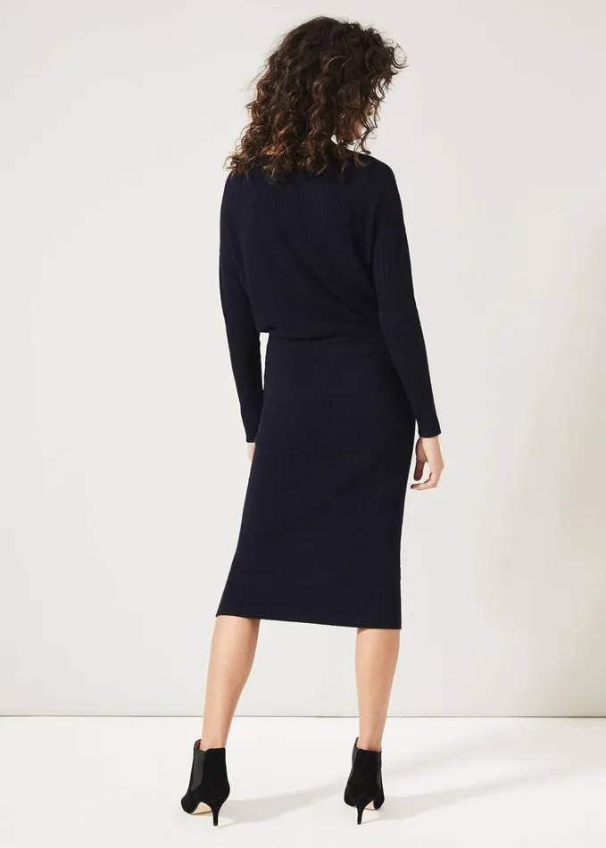 Phase Eight Annis Twist Knit Dress Navy Women Dresses