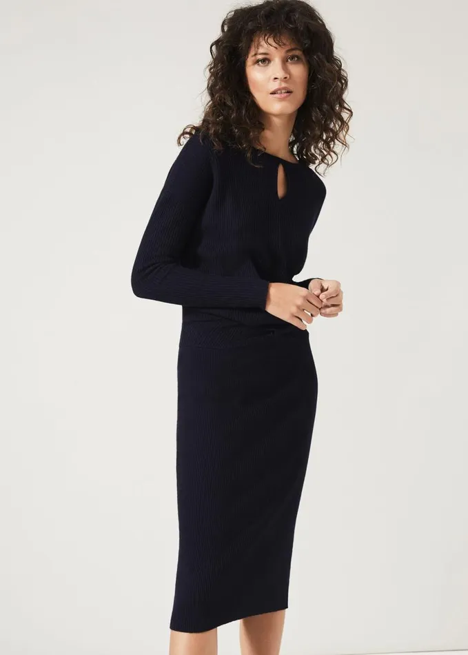 Phase Eight Annis Twist Knit Dress Navy Women Dresses